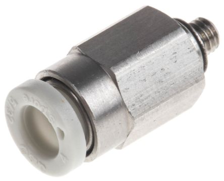 Conexión Rápida Recto Macho 2mm O.D. a M5 (Latón + Niquelado Electrolítico)