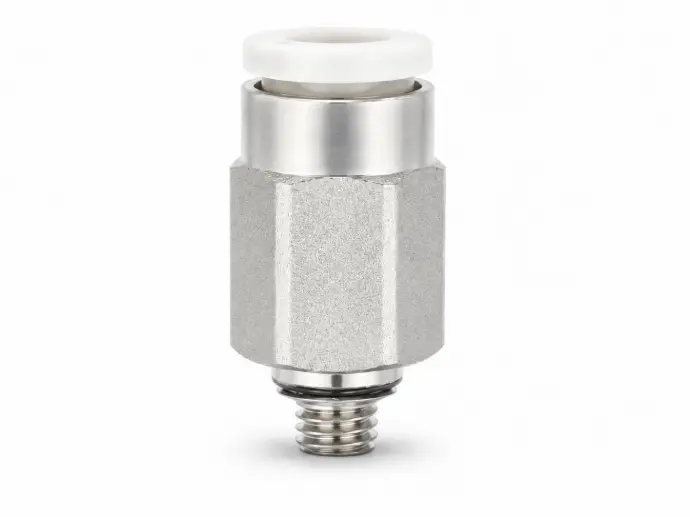 Conexión Rápida Recto Macho 4mm (5/32") O.D. a M3 (Acero Inoxidable 303)