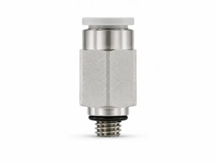 Conexión Rápida Recto Macho 4mm (5/32") O.D. a M5 (Latón + Niquelado Electrolítico)