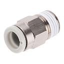 Conexión Rápida Recto Macho 6mm O.D. a 1/8" PT (Latón + Niquelado Electrolítico) c/Sellante de Teflón