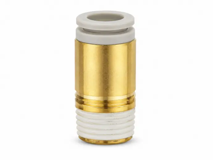 Conexión Rápida Cilíndrica para Llave Hexagonal 6mm O.D. a 1/4" PT (Latón) c/Sellante de Teflón
