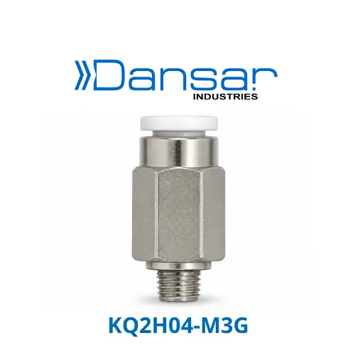 [KQ2H04-M3G] Conexión Rápida Recto Macho 4mm (5/32") O.D. a M3 (Acero Inoxidable 303)