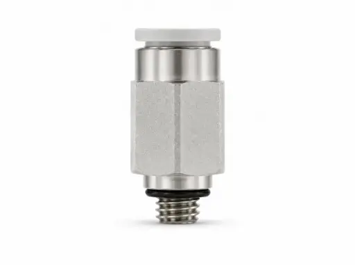 [KQ2H04-M5N] Conexión Rápida Recto Macho 4mm (5/32") O.D. a M5 (Latón + Niquelado Electrolítico)