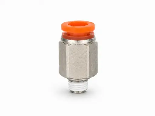 [KQ2H07-01NS] Conexión Rápida Recto Macho 1/4" O.D. a 1/8" PT (Latón + Niquelado Electrolítico) Marca SMC