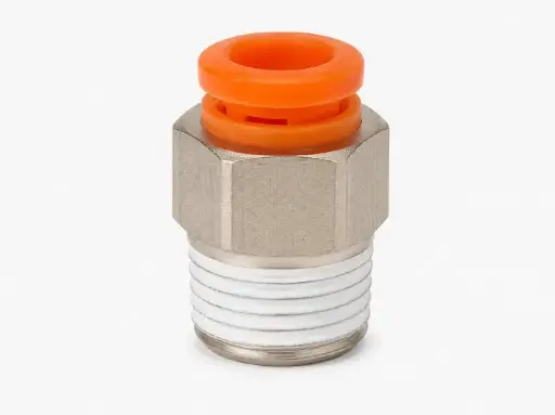 [KQ2H07-02NS] Conexión Rápida Recto Macho 1/4" O.D. a 1/4" PT (Latón + Niquelado Electrolítico)