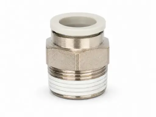 [KQ2H10-03NS] Conexión Rápida Recto Macho 10mm O.D. a 3/8" PT (Latón + Niquelado Electrolítico)