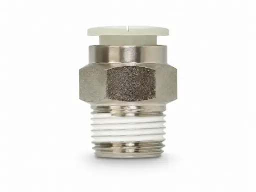 [KQ2H12-03NS] Conexión Rápida Recto Macho 12mm O.D. a 3/8" PT (Latón + Niquelado Electrolítico)