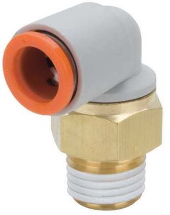 [KQ2L11-35AS] Conexión Rápida Codo Macho 3/8" O.D. a 1/4" NPT (Latón) c/Sellante de Teflón
