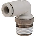 [KQ2L16-03NS] Conexión Rápida Codo Macho 16mm O.D. a 3/8" PT (Latón) c/Sellante de Teflón