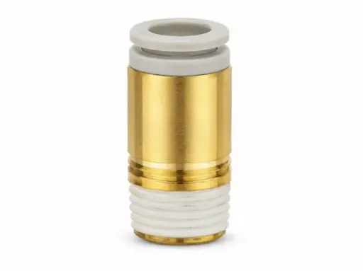 [KQ2S06-02AS] Conexión Rápida Cilíndrica para Llave Hexagonal 6mm O.D. a 1/4" PT (Latón) c/Sellante de Teflón