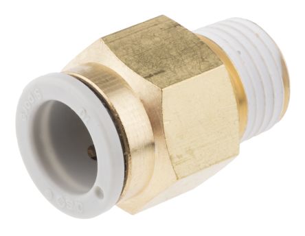 [KQ2H16-02AS] Conexión Rápida Recto Macho 16mm O.D. a 1/4" PT (Latón)