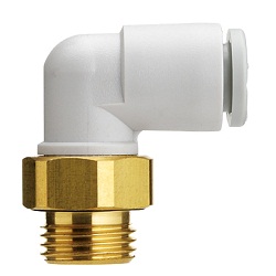 [KQ2L06-G01A] Conexión Rápida Codo Macho 6mm O.D. a 1/8" GPT (Latón)