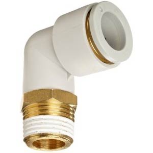 [KQ2L06-02AS] Conexión Rápida Codo Macho 6mm O.D. a 1/4" PT (Latón) c/Sellante de Teflón
