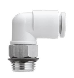 [KQ2L10-U03N] Conexión Rápida Codo Macho 10mm O.D. a 3/8" UNF (Latón + Niquelado Electrolítico) 