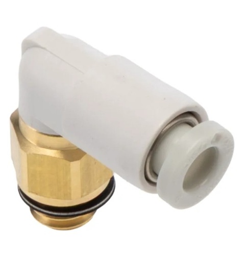 [KQ2L04-U01A] Conexión Rápida Codo Macho 4mm (5/32") O.D. a 1/8" UNF (Latón)